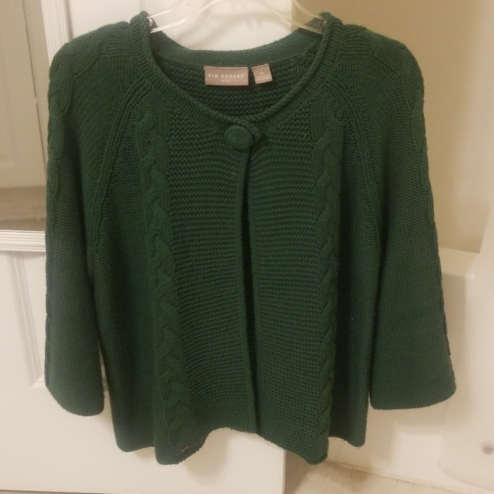 Cable knit green grandma cardigan